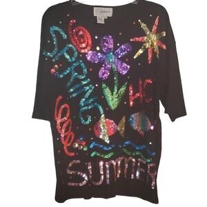 Vintage Sequin Spring/summer Seasons Top by Cedars